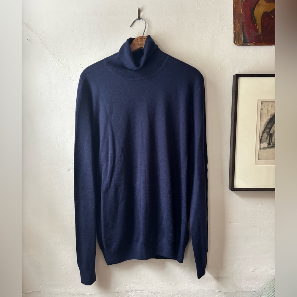 Men’s Brooks Brothers Merino Wool Turtleneck Extra Large Navy Blue
